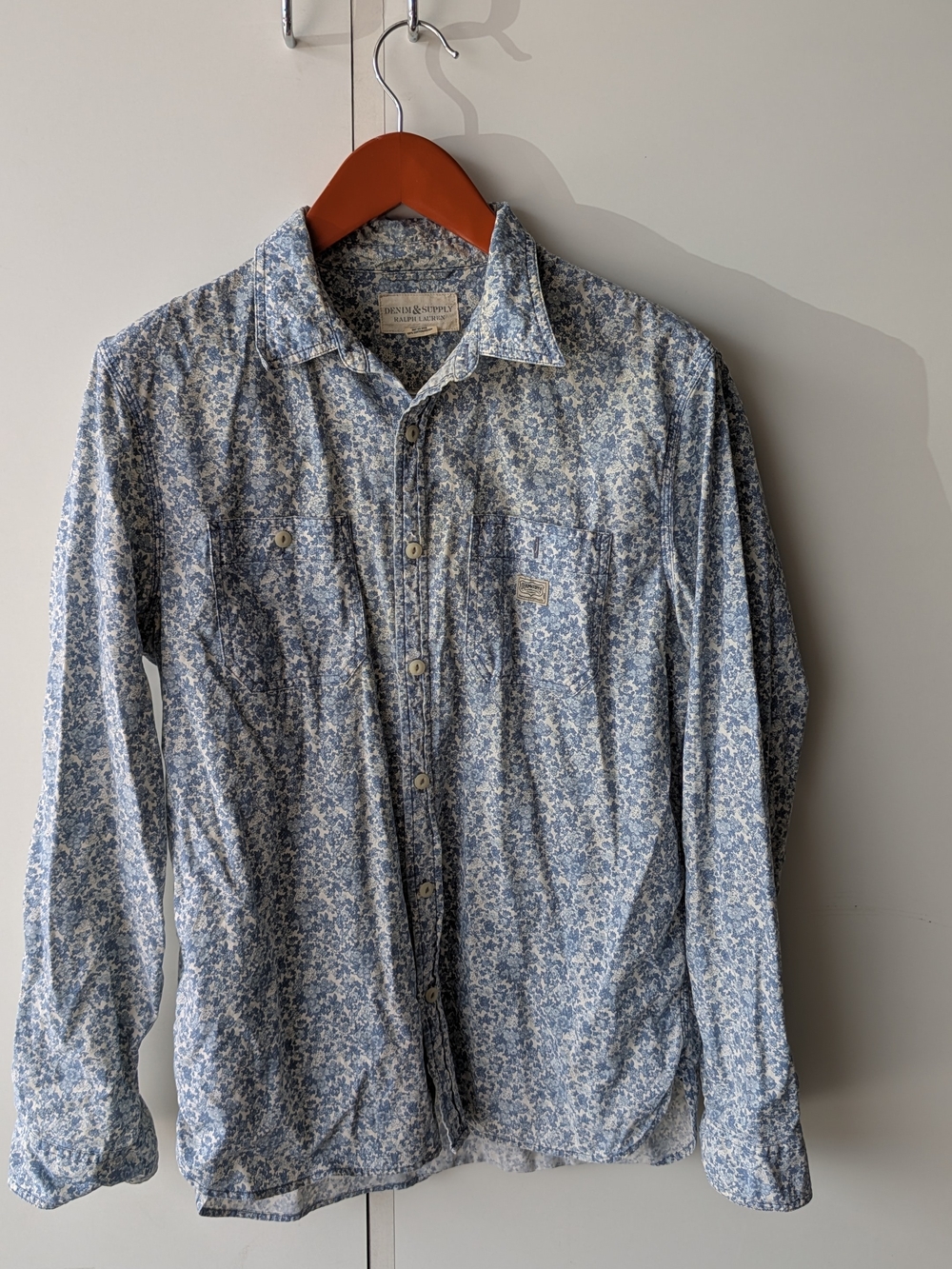 Denim & Supply Ralph Lauren Blue and White Floral Button-Down Shirt